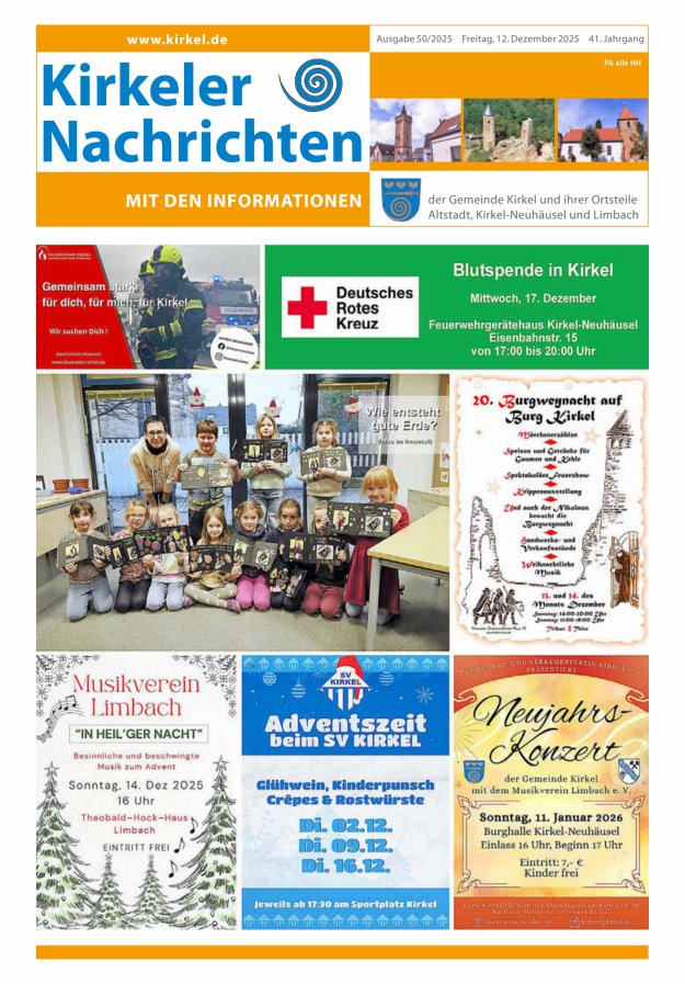 Kirkeler Nachrichten Titelblatt 50/2025