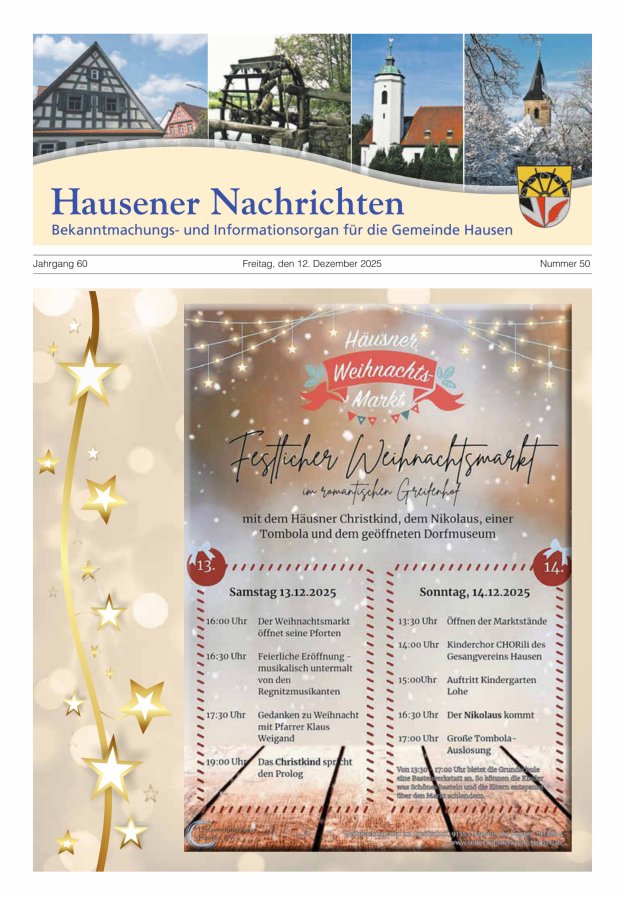 Hausener Nachrichten Titelblatt 50/2025