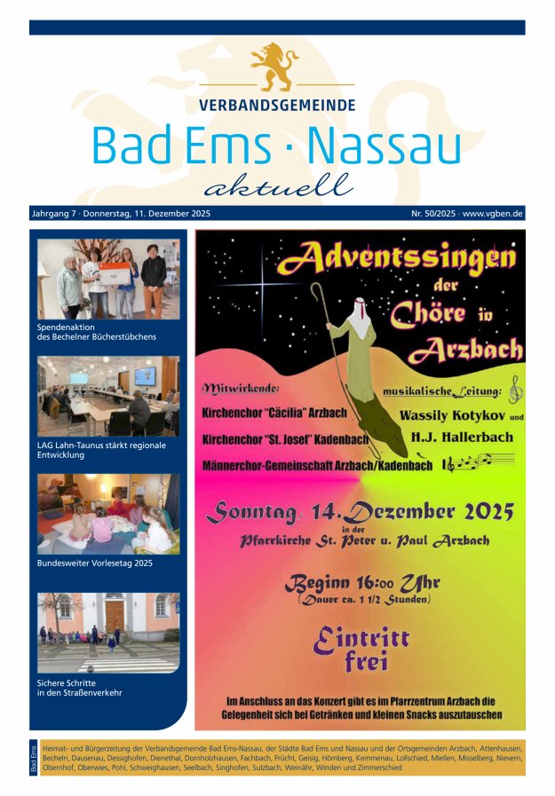 Bad Ems-Nassau aktuell Ausgabe Bad Ems Titelblatt 50/2025