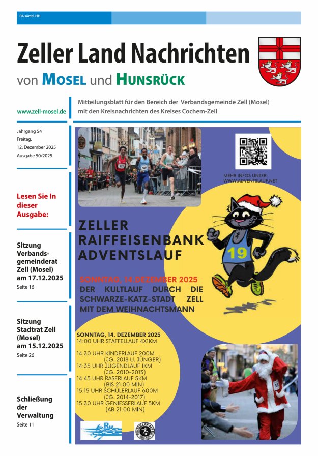 Zeller Land Nachrichten Titelblatt 50/2025