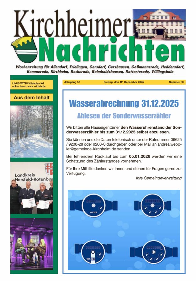 Kirchheimer Nachrichten Titelblatt 50/2025