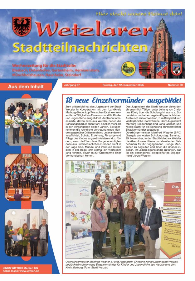Wetzlarer Stadtteilnachrichten Titelblatt 50/2025