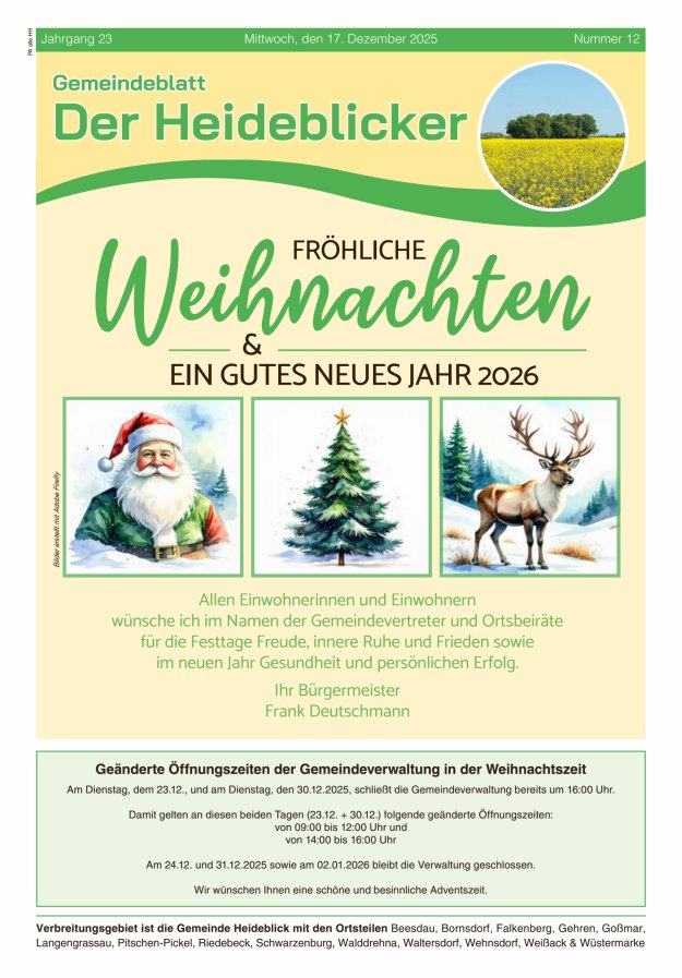 Amtsblatt für die Gemeinde Heideblick - Der Heideblick Titelblatt 12/2025