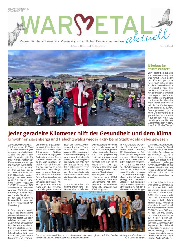 Warmetal aktuell (Habichtswald + Zierenberg) Titelblatt 50/2025