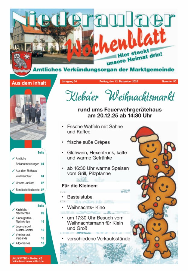 Niederaulaer Wochenblatt Titelblatt 50/2025
