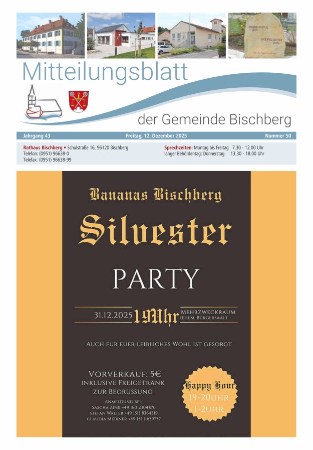 Mitteilungsblatt der Gemeinde Bischberg Titelblatt 50/2025