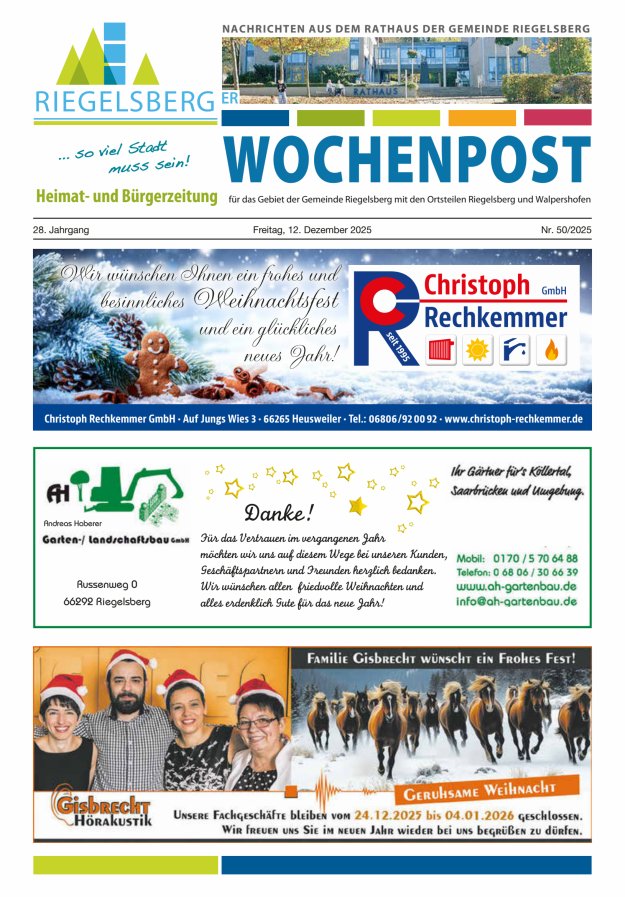 Riegelsberger Wochenpost Titelblatt 50/2025