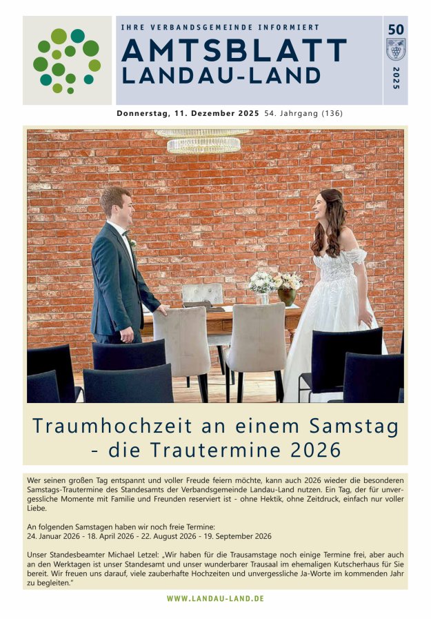 Amtsblatt VG Landau-Land Titelblatt 50/2025