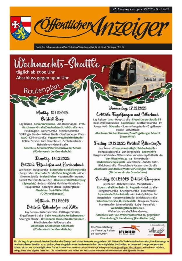 Öffentlicher Anzeiger - Stadt Püttlingen Titelblatt 50/2025