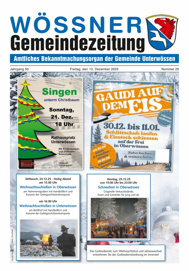 Wössner Gemeindezeitung Amtliches Bekanntmachungsorgan der Gemeinde Unterwössen Titelblatt 25/2025