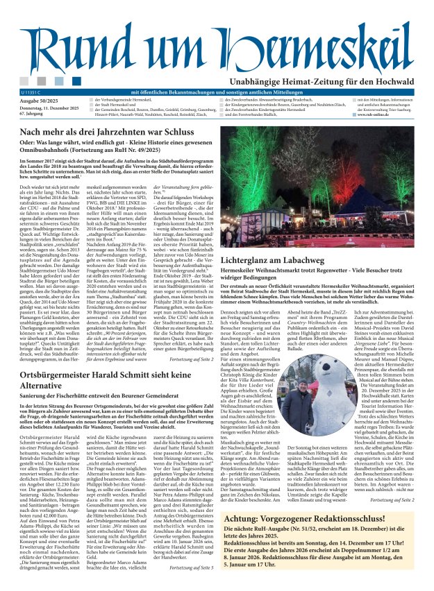 Rund um Hermeskeil Titelblatt 50/2025