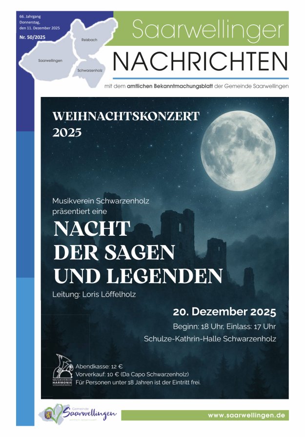 Saarwellinger Nachrichten Titelblatt 50/2025