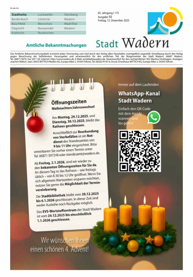 Stadt Wadern Titelblatt 50/2025