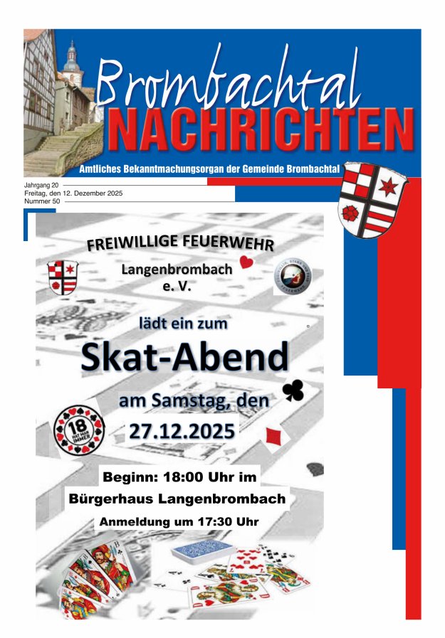 Brombachtal-Nachrichten Amtsblatt der Gemeinde Brombachtal Titelblatt 50/2025