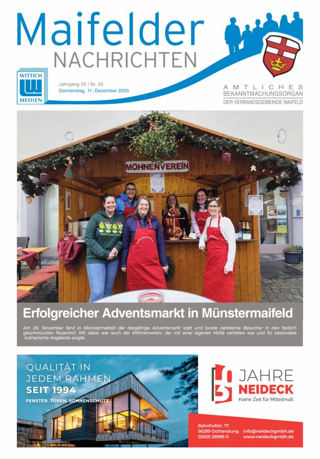 Maifelder Nachrichten - Wochenzeitung der Verbandsgemeinde Maifeld Titelblatt 50/2025