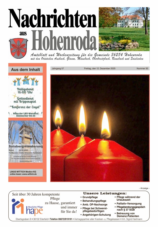 Nachrichten aus Hohenroda Titelblatt 50/2025