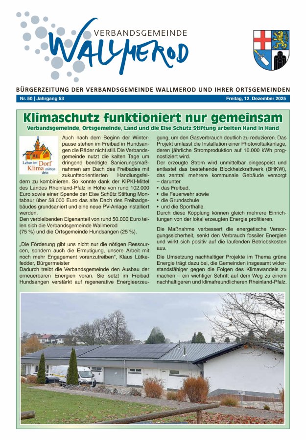 Wir über uns - Verbandsgemeinde Wallmerod Titelblatt 50/2025