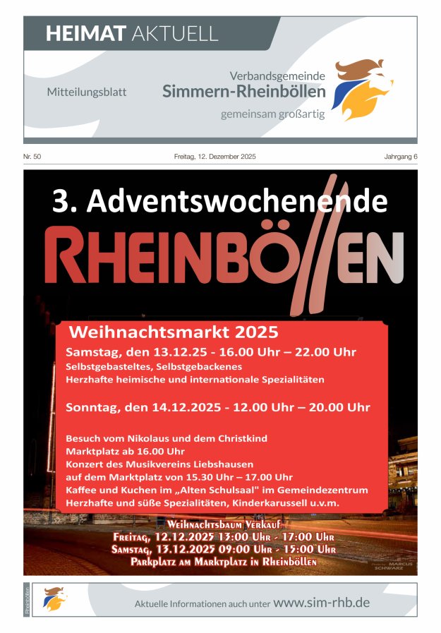Heimat Aktuell Mitteilungsblatt der VG Simmern-Rheinböllen-Ausg Rheinböllen Titelblatt 50/2025