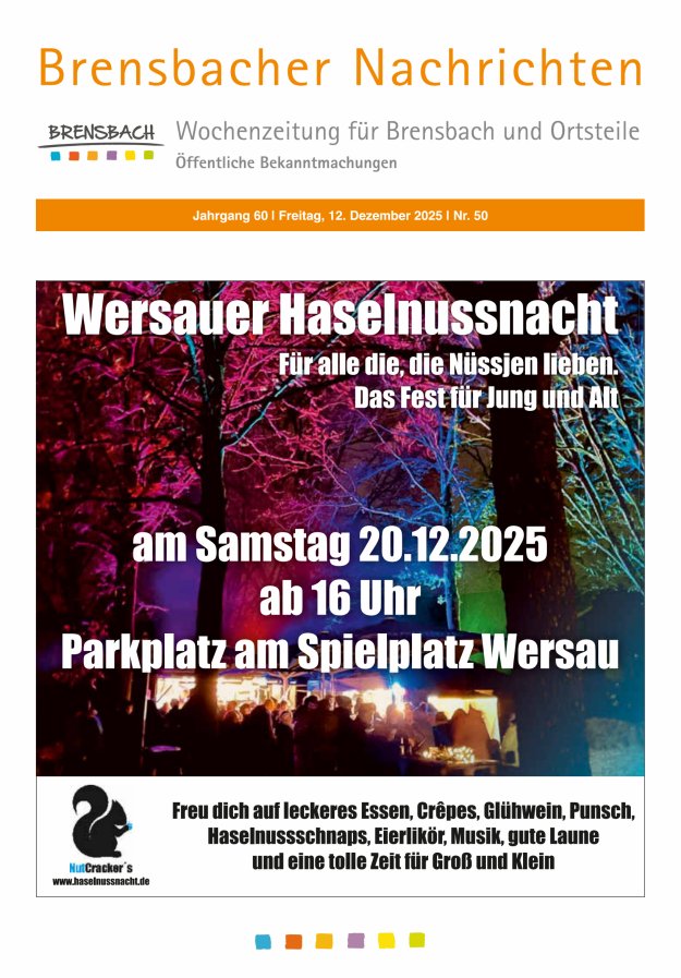 Brensbacher Nachrichten Titelblatt 50/2025
