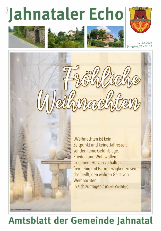 Jahnataler Echo - Amtsblatt der Gemeinde Jahnatal Titelblatt 12/2025