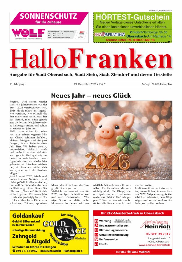 Hallo Franken Fürther Umland Titelblatt 11/2025