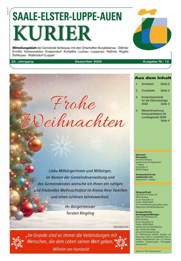 Saale-Elster-Luppe-Auen-Kurier Titelblatt 12/2025