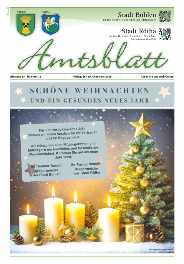 Amtsblatt der Stadt Böhlen Titelblatt 13/2025