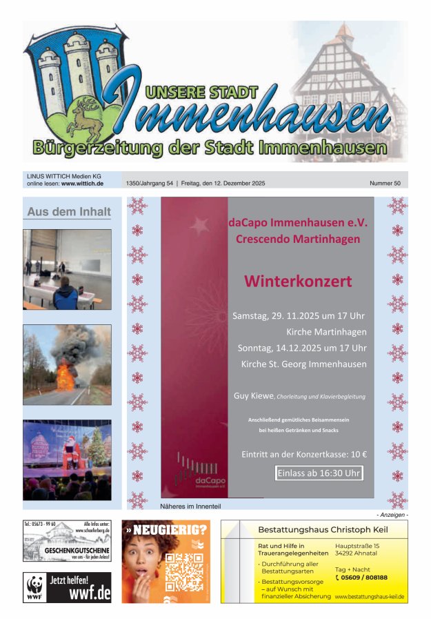 Unsere Stadt Immenhausen Titelblatt 50/2025
