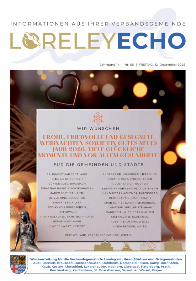 Loreley-Echo - Mitteilungsblatt der Verbandsgemeinde Loreley Titelblatt 50/2025