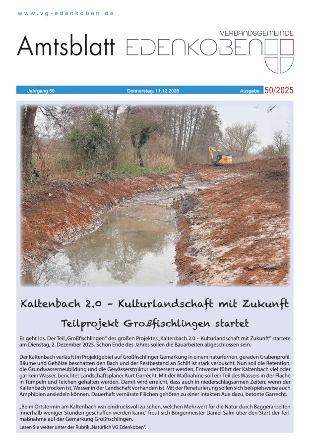 Amtsblatt VG Edenkoben Titelblatt 50/2025
