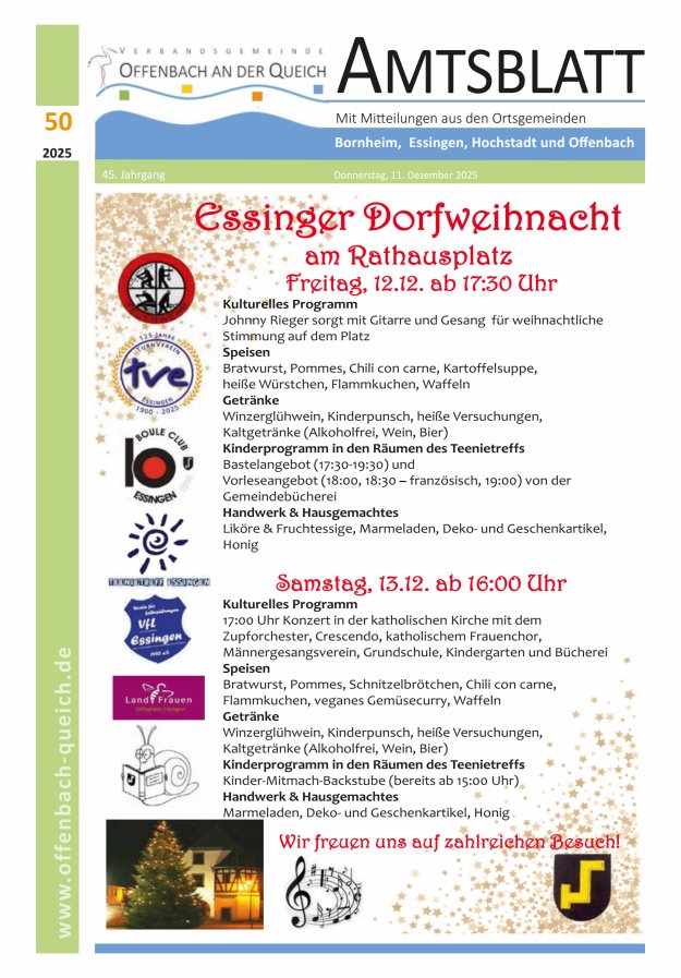 Amtsblatt VG Offenbach an der Queich Titelblatt 50/2025