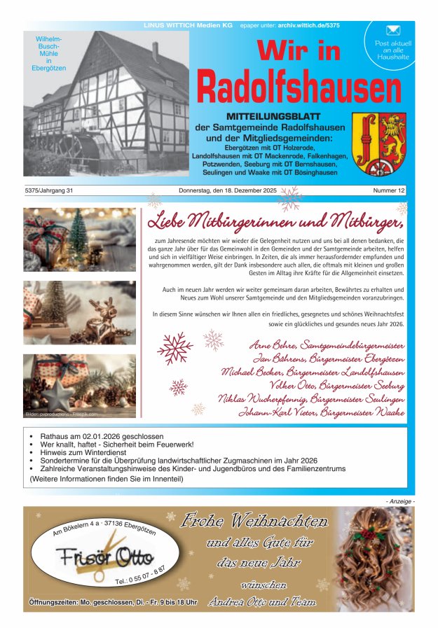 Wir in Radolfshausen Titelblatt 12/2025