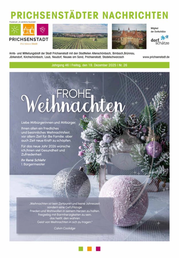Prichsenstädter Nachrichten Titelblatt 26/2025
