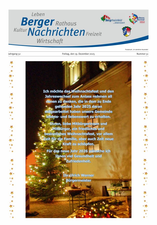 Berger Nachrichten, Bergrheinfeld Titelblatt 51/2025