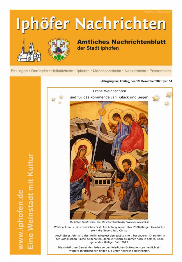 Iphöfer Nachrichten Titelblatt 51/2025