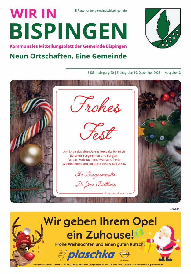 Wir in Bispingen Titelblatt 12/2025