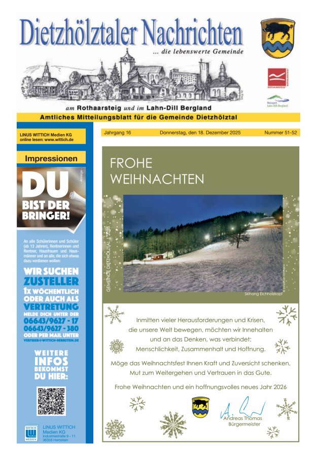 Dietzhölztaler Nachrichten Titelblatt 51/2025