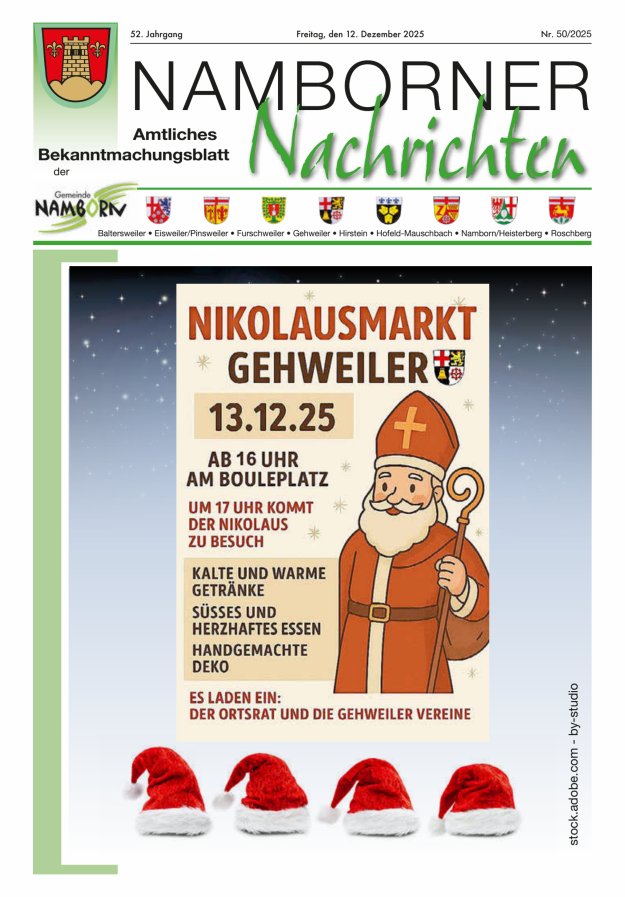 Namborner Nachrichten Titelblatt 50/2025
