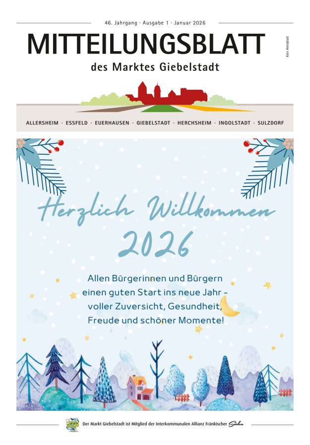 Mitteilungsblatt des Marktes Giebelstadt Titelblatt 01/2026