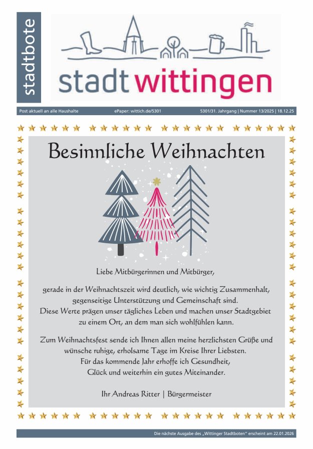 Wittinger Stadtbote Titelblatt 13/2025