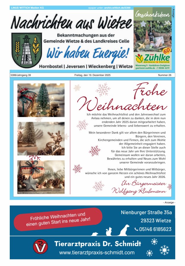 Nachrichten aus Wietze Titelblatt 26/2025