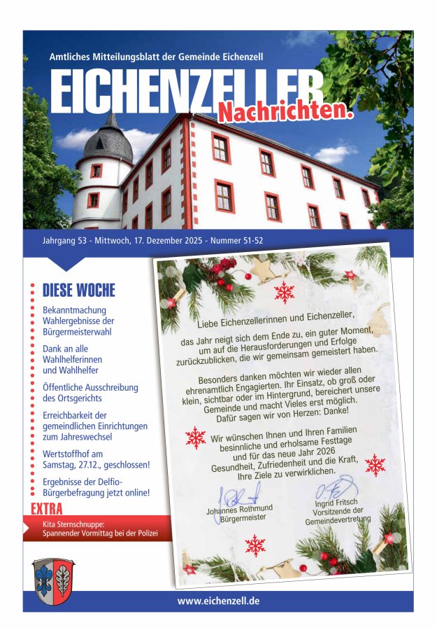 Amtliches Mitteilungsblatt der Gemeinde Eichenzell Titelblatt 51/2025
