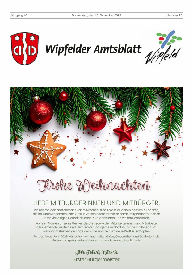 Wipfelder Amtsblatt Titelblatt 26/2025
