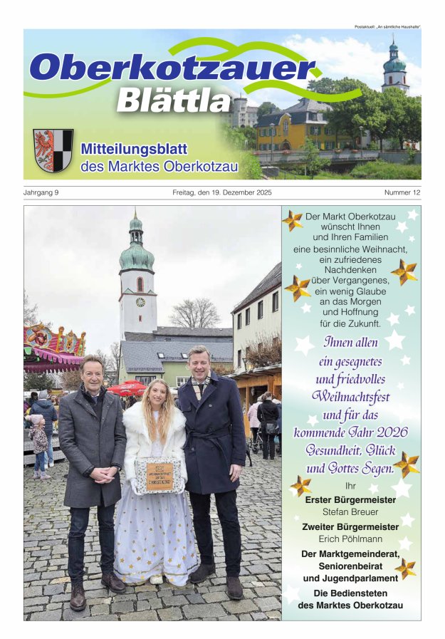 Oberkotzauer Blättla Mitteilungsblatt des Marktes Oberkotzau Titelblatt 12/2025
