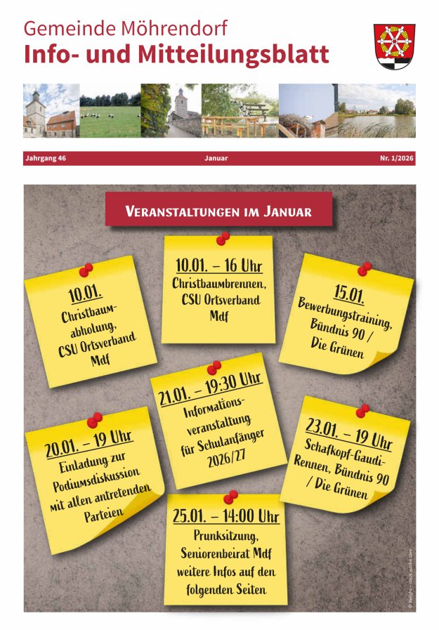 Amts- und Mitteilungsblatt Gemeinde Möhrendorf Titelblatt 01/2025