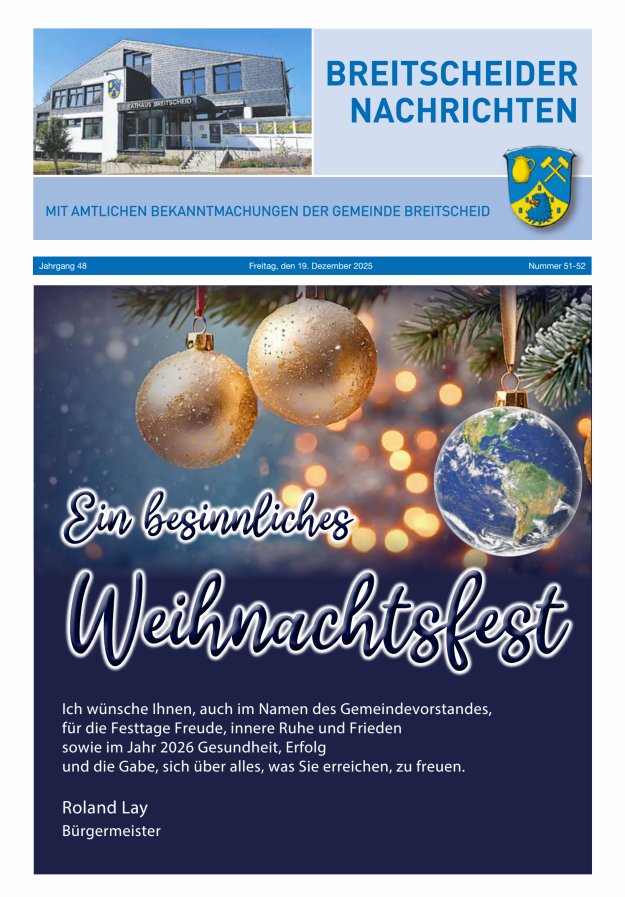 Breitscheider Nachrichten Titelblatt 51/2025