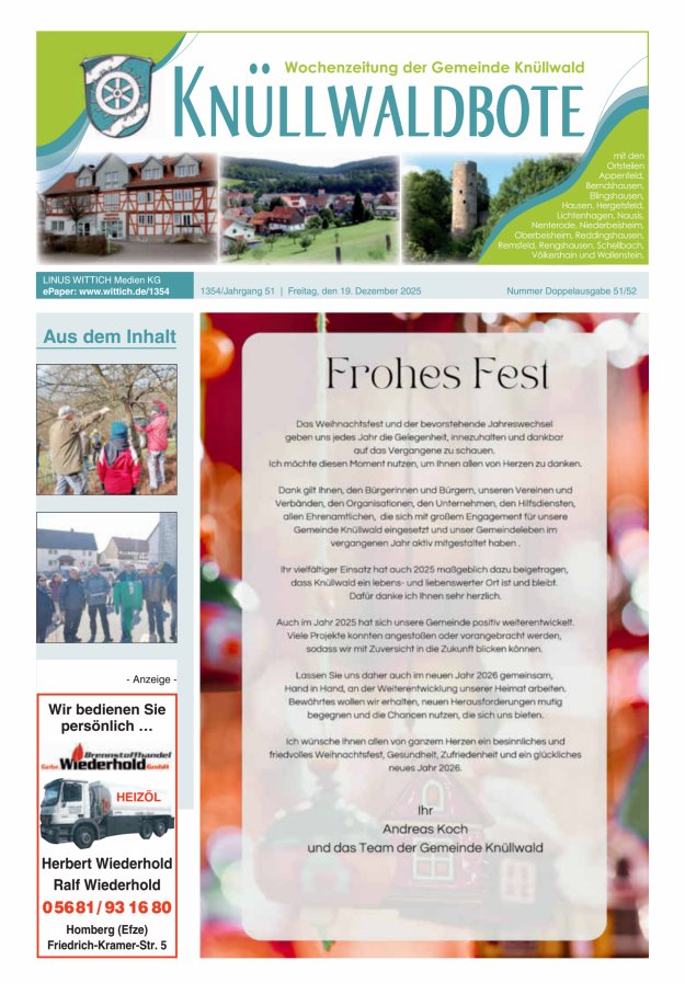 Knüllwaldbote Titelblatt 51/2025