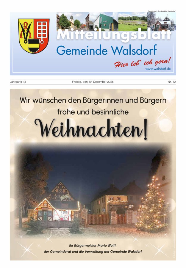 Mitteilungsblatt Gemeinde Walsdorf Titelblatt 12/2025