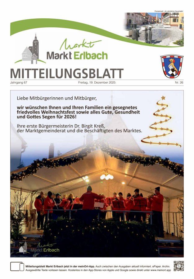Mitteilungsblatt Markt Erlbach Titelblatt 26/2025