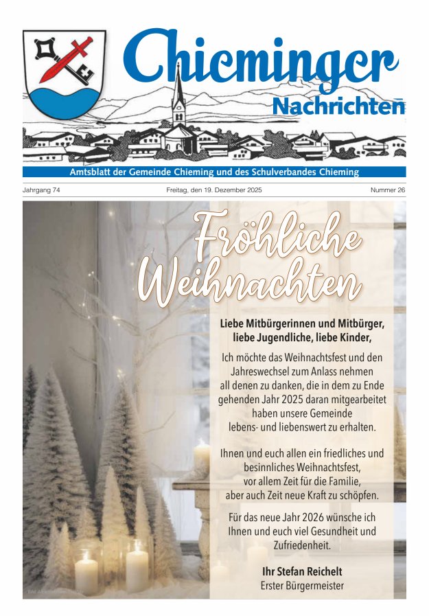 Chieminger Nachrichten Titelblatt 26/2025